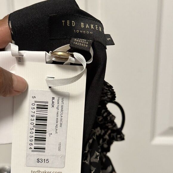 Ted Baker Women 1 4 Jumpsuit Marcila Hazel Halter Neck Wide Leg Black Multi New - Picture 11 of 15